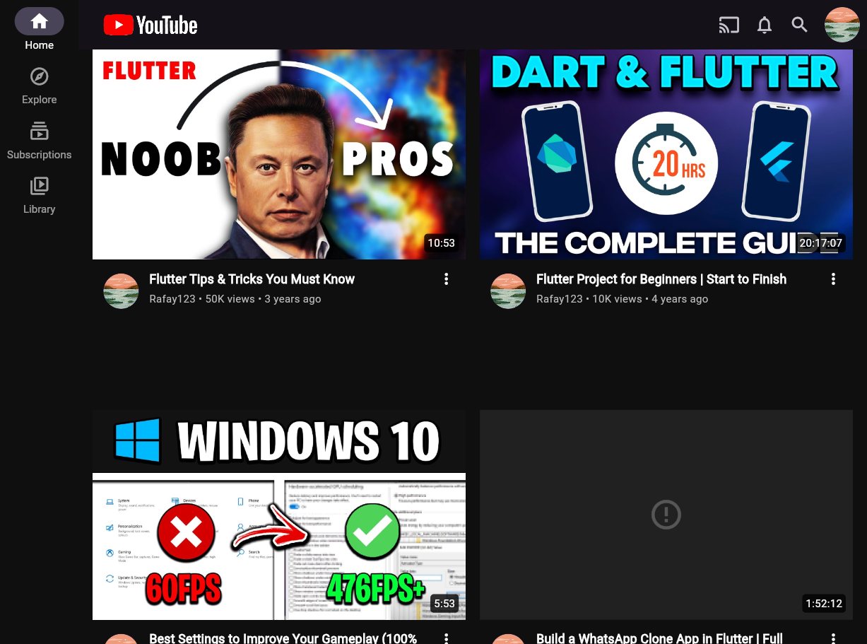 YouTube Clone project screenshot